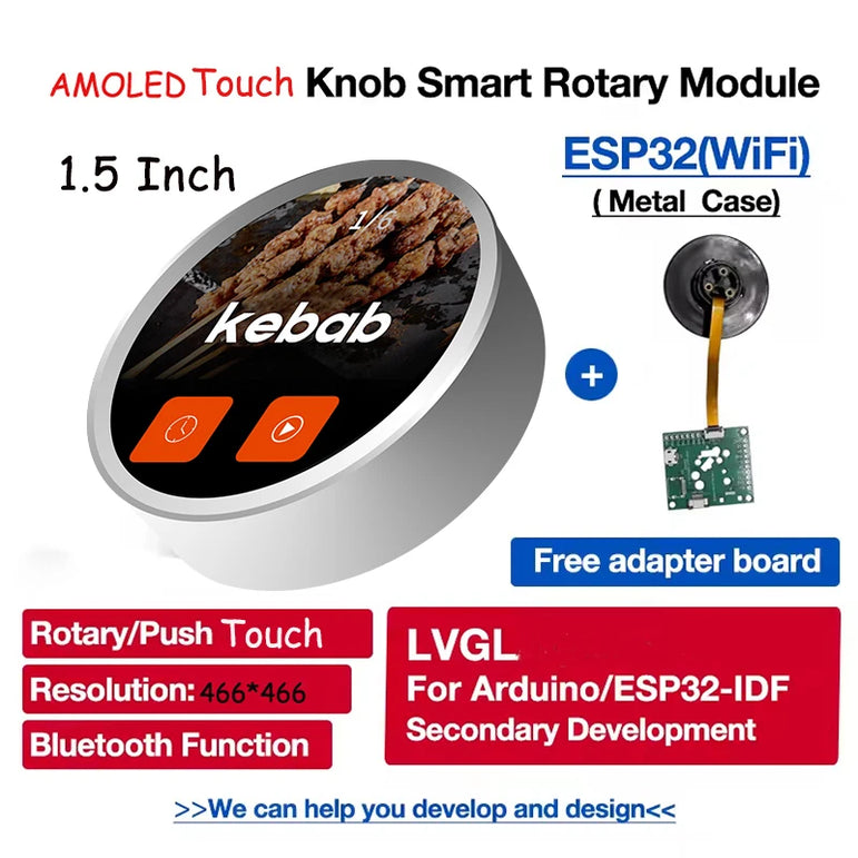 OLED ESP32 S3 LVGL Ar-duino 1.5 Inch 466*466 Circular Knob Rotary Switch Round Touch 1.5 Inch IPS OLED Display with Wifi bles