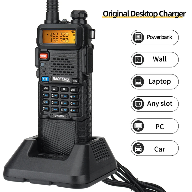 Baofeng UV-5R 8W Long Range Walkie Talkie 3800mAh Type-c Ham Amateur Communication Two Way Radio for Adults Camping