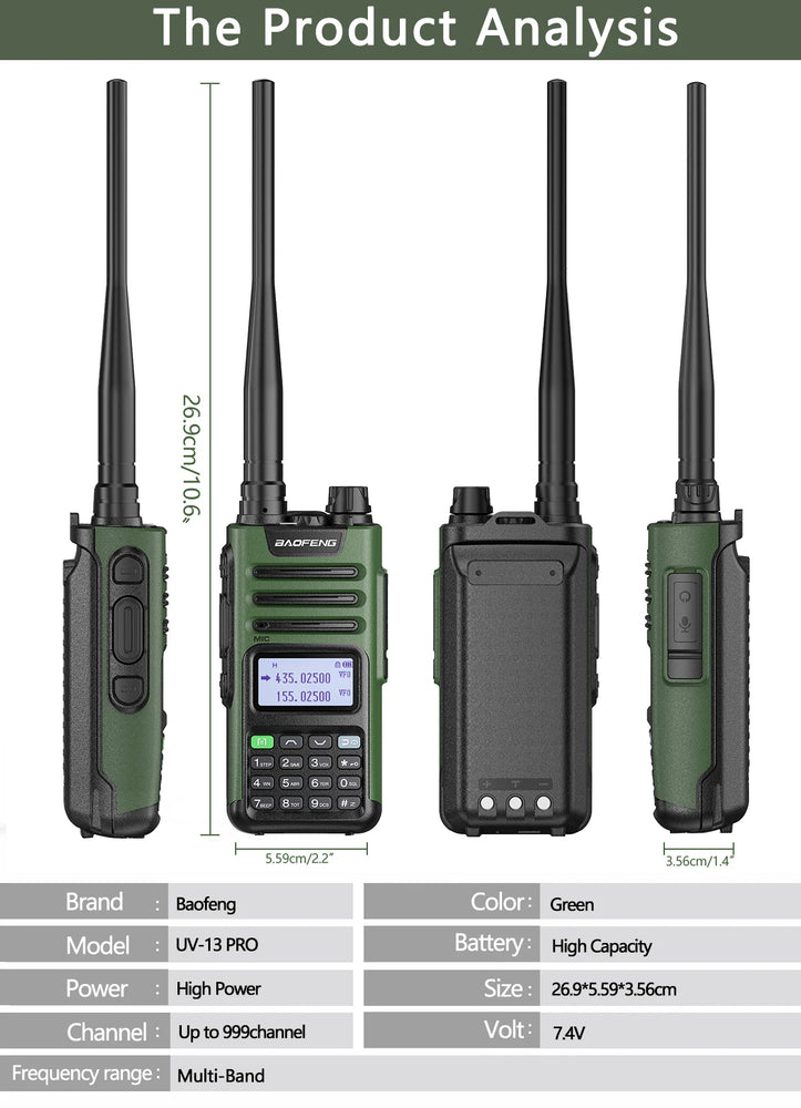 BaoFeng M-13 PRO V1 V2 High Power Multi Band Walkie Talkie Type C Charger Long Range Upgraded UV-13 PRO V1 V2 Ham Two Way Radio