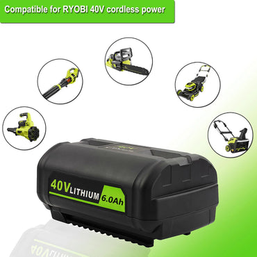 JYJZPB 6.0Ah 40V Battery Replacement for Ryobi Compatible with Ryobi 40V Lithium-Ion Rapid Charger 40V and Cordless Power Tools