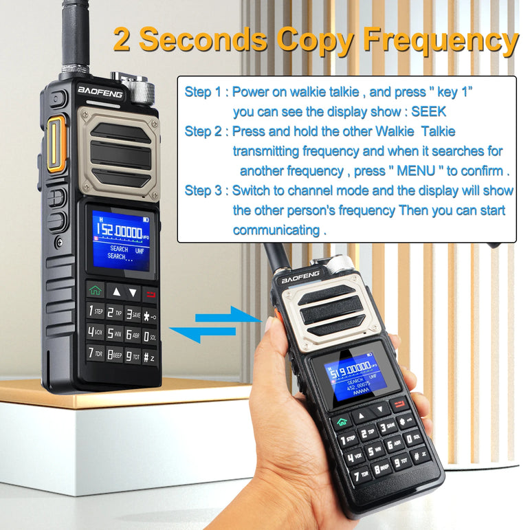 Baofeng UV-25 Walkie Talkie Air Band Receiving Scrambler Multi-band FM Vox 10W 999Ch Amateur Radio W/ Type-C 5200mAh Battery