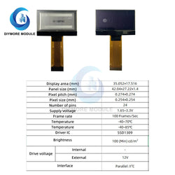 2.42 1.54 Inch OLED Monochrome Display SSD1309 Resolution 23pin SPI Dot Matrix 128*64 Yellow/Blue/Green/White LCD Screen