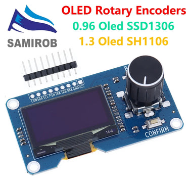New SM 0.96/1.3 Inch White OLED Display, EC11 Rotary Encoder, IIC Interface for Arduino, DIY Electronics, High Resolution Screen