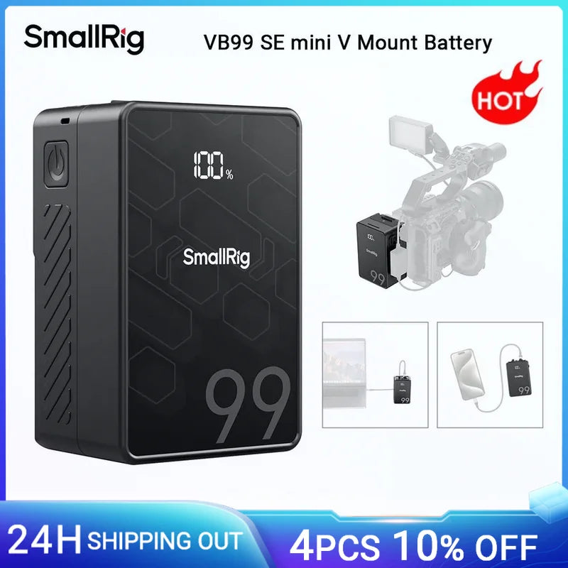 SmallRig VB99 SE mini V-Mount Battery 99Wh / 6800mAh V Mount Battery with PD65W USB-C Fast Charging for Camera Camcorder Monitor