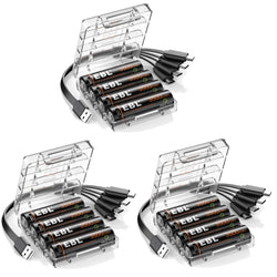 EBL Rechargeable 1.5V AA 3500mWh Lithium Batteries with USB Cable Li-ion Battery 1600+ Cycles For Remote Control Toy