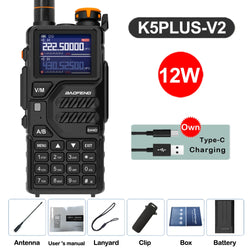 Baofeng 12W UV K5 Plus V2 Walkie Talkie Air Band AM Two Way Comumicador Station Amateur Ham Wireless Receiver Portable Radios