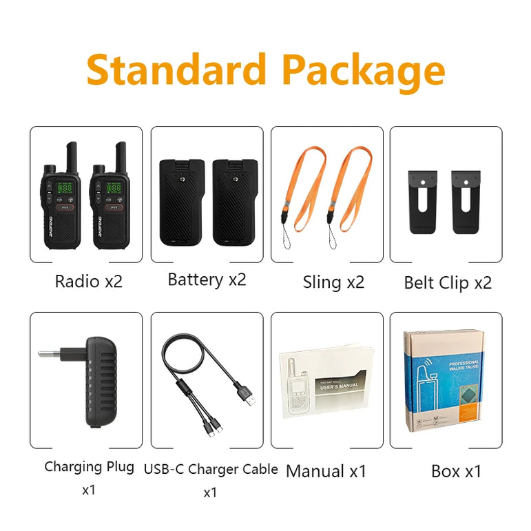 Baofeng BF-T18 PMR446 Walkie Talkie Type-C Charge European 446MHz 16 Channels Long Range Upgraded BF-T20 Mini Two Way Ham Radios