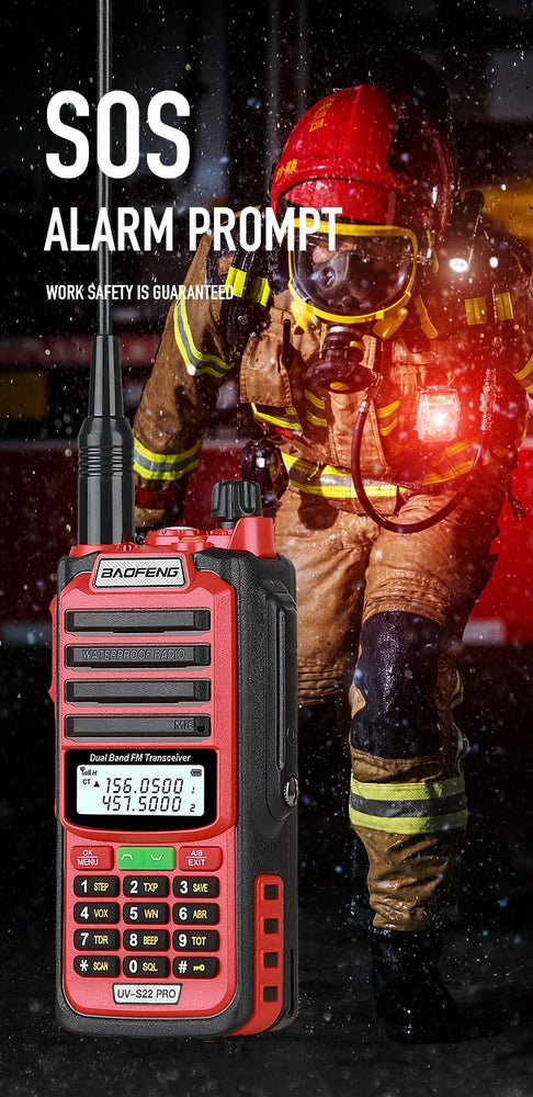 Baofeng UV-S22 PRO V2 IP68 Waterproof Walkie Talkie Dual Band 136-174/400-520MHz Ham Radio 10W Power 50KM Range 128CH FM Radio