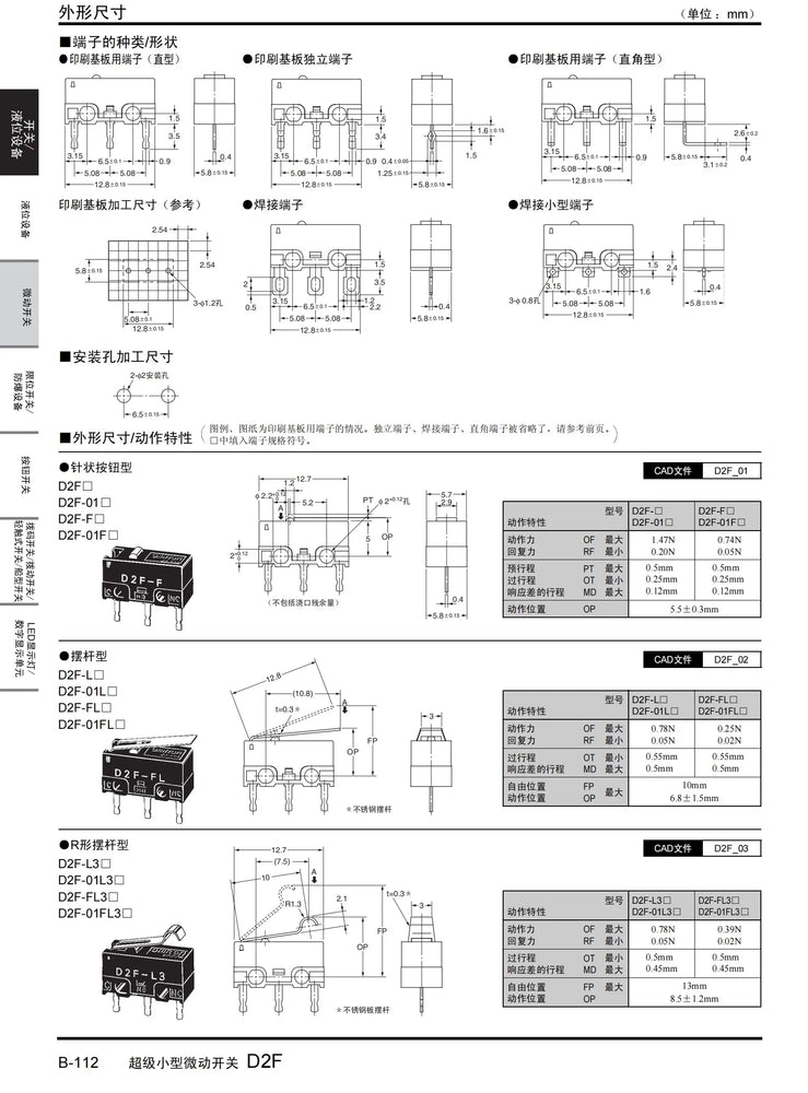 1PCS 2PCS 5PCS 10PCS  Original stroke microswitch D2F-L L2 L3 01L L-D3 01F-T FL 01FL L  D2F-F-3-7 D2F-5 5L D2F-F D2F-01F-T