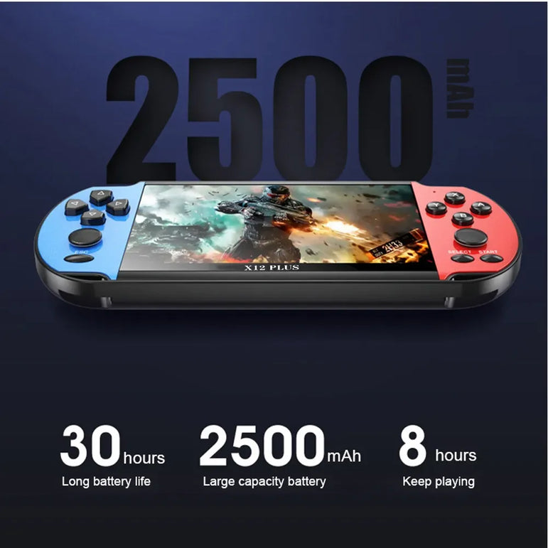 X12 Plus Handheld Game Console 7.1 inch HD Screen Handheld Portable Video Player Built-in 10,000 Classic Video Games Console