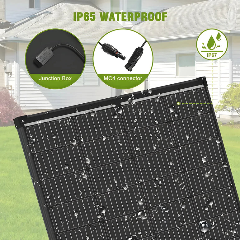 WERCHTAY 100W 12V 12BB Monocrystalline Solar Panel IP67 Waterwoof High-Efficiency & Easy to Install for RV Boat Roof Charging