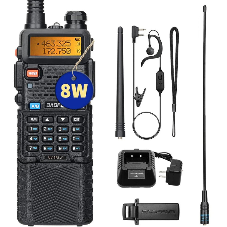 BAOFENG UV-5R 8W/5W 3800mAh High Power Ham Radio VHF&UHF Portable Two Way Radio Long Range Rechargeable Handheld Radio CB Radio