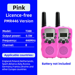 1 Pair Rt-388 Kids Walkie Talkies 0.5W Portable Child Electronic Radio Voice Interphone Outdoor LCD Display Toys Christmas Gifts