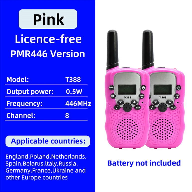 1 Pair Rt-388 Kids Walkie Talkies 0.5W Portable Child Electronic Radio Voice Interphone Outdoor LCD Display Toys Christmas Gifts