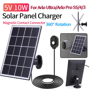 10W 5V Camera Solar Panel Charger Waterproof Security Camera Solar Panel with 3M Cable For Arlo Ultra/Ultra 2/Pro 5S/Pro 4/Pro 3