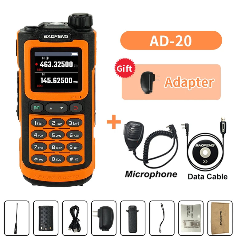 Baofeng AD-20 Walkie Talkie Full Band Analog/Digital Wireless Copy Frequency 1024CH Text Message Digital Encryption Record Radio