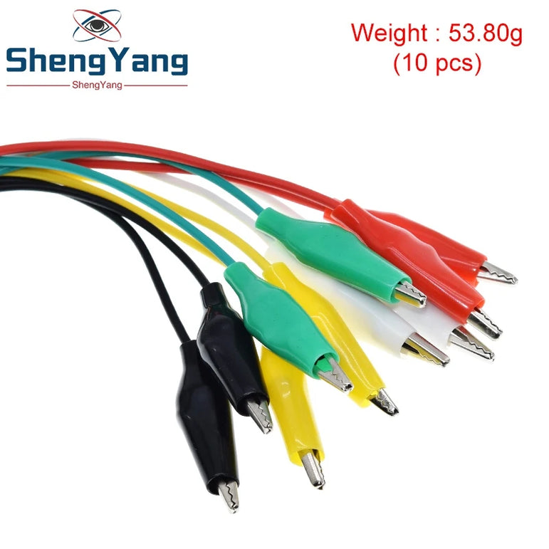 TZT 10PCS Alligator Clips 50CM Electrical DIY Test Leads Alligator Double-ended Crocodile Clips Roach Clip Test Jumper Wire
