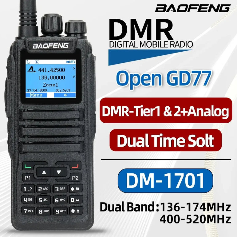 1701 open gd77 Baofeng Digital Walkie Talkie Dual Mode DMR Analog Two Way Radio Dual Time slot Tier 1+2 Dr 1801
