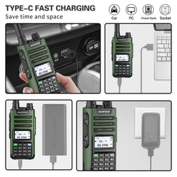 BaoFeng M-13 PRO V1 V2 High Power Multi Band Walkie Talkie Type C Charger Long Range Upgraded UV-13 PRO V1 V2 Ham Two Way Radio
