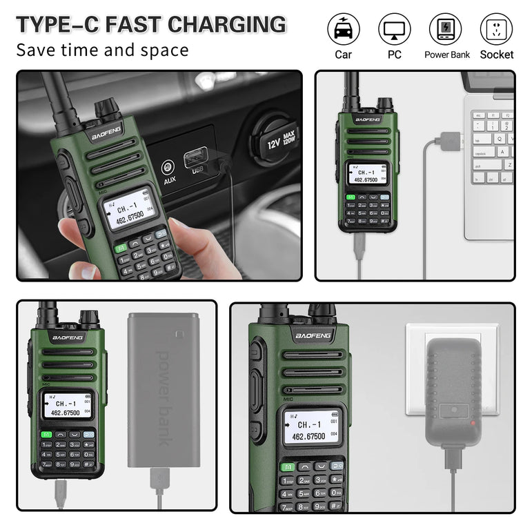 BaoFeng M-13 PRO V1 V2 High Power Multi Band Walkie Talkie Type C Charger Long Range Upgraded UV-13 PRO V1 V2 Ham Two Way Radio